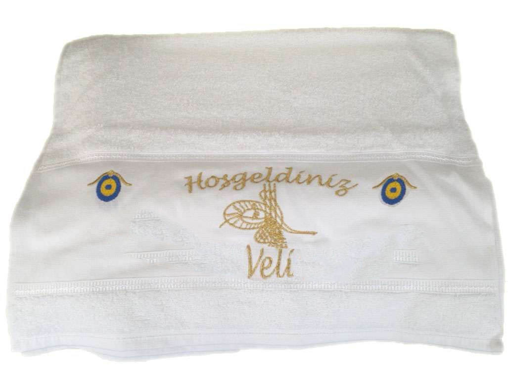 Tuğralı İsme Özel Nakışlı Sünnet Düğün Havlusu